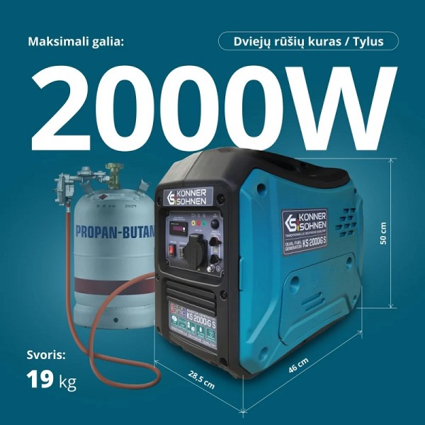 Benzininis/dujinis generatorius KONNER & SOHNEN KS 2000iG S