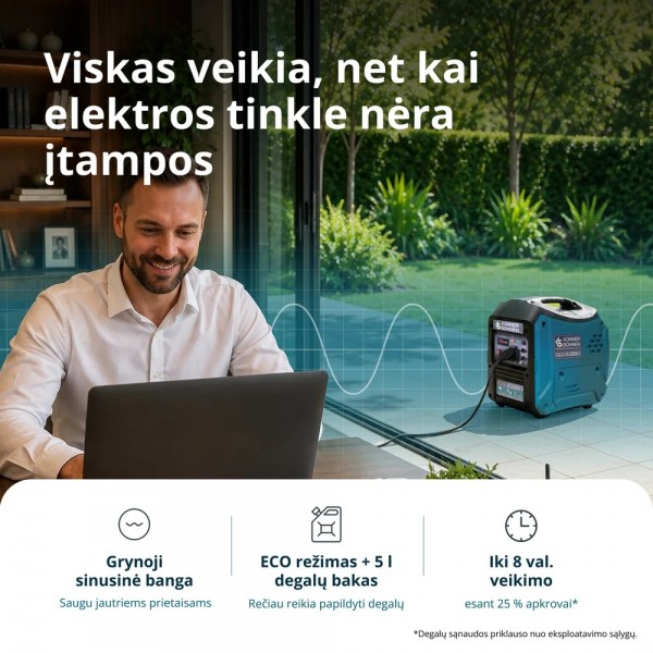 Benzininis/dujinis generatorius KONNER & SOHNEN KS 2000iG S