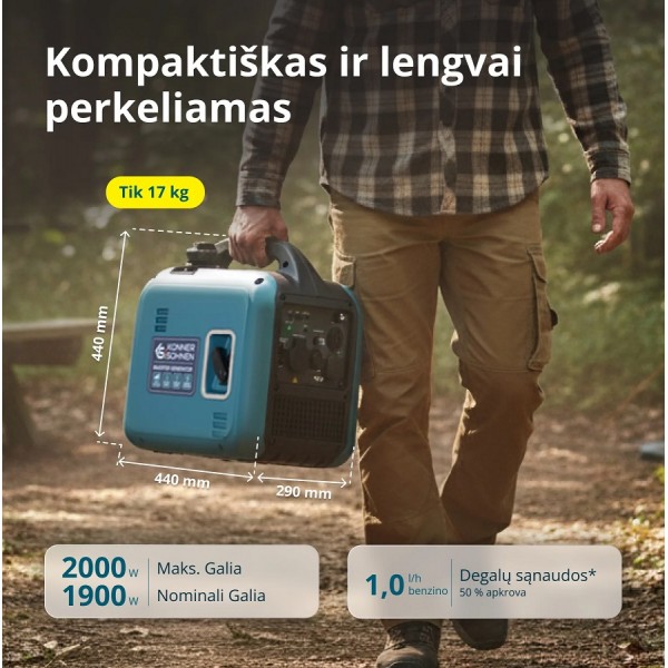 Benzininis inverterinis generatorius KONNER & SOHNEN KS 1900i S