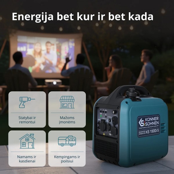 Benzininis inverterinis generatorius KONNER & SOHNEN KS 1900i S