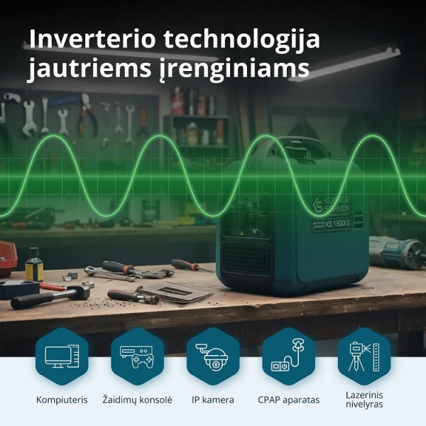 Benzininis inverterinis generatorius KONNER & SOHNEN KS 1900i S