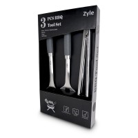  Grilio įrankių rinkinys Zyle BBQ Tool Set, ZY100SET, rinkinyje 3 vnt. įrankių: šepetėlis, mentelė, žnyplės
