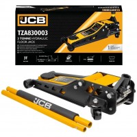Hidraulinis domkratas su ratukais pažemintas greito pakėlimo + apsauginė guma JCB 3T 75-508mm